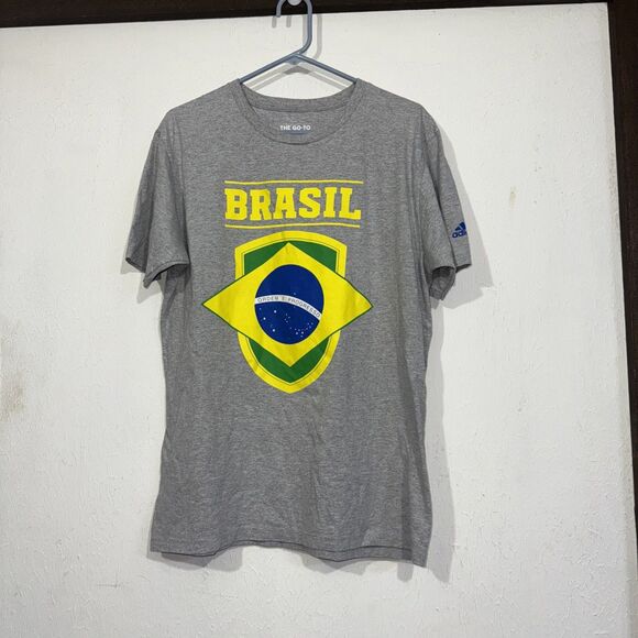 adidas Other - Brasil Size Large Adidas Soccer Futbol T-Shirt Men’s Short Sleeve Gray Brazil